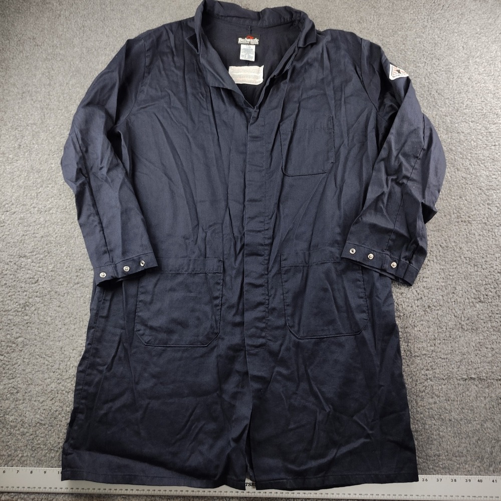 Bulwark Excel FR Lab Coat Mens Large Excel FR Navy Blue Flame Resistant EUC